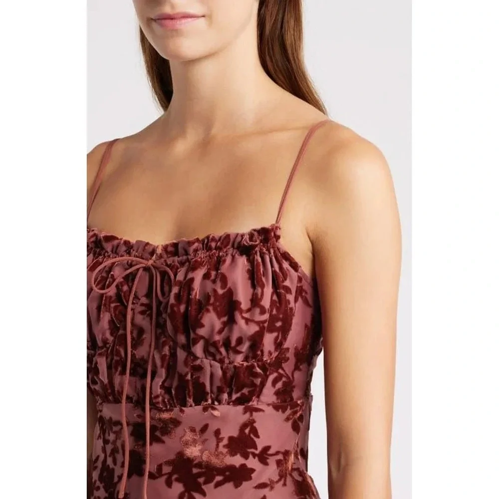 Rare London Velvet Burnout Maxi Dress Tie Front Bodycon Evening Gown 4 New - Picture 2 of 16